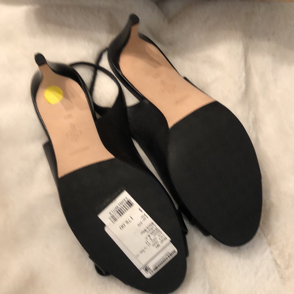 NWT! COLE HAAN OPEN TOE BLACK LEATHER PUMPS 👠 - Picture 6 of 8